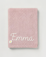 Personalisierte Strickdecke mit Namen - aus 100% Baumwolle