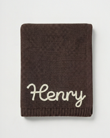 Personalisierte Strickdecke mit Namen - aus 100% Baumwolle