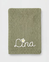 Personalisierte Strickdecke mit Namen - aus 100% Baumwolle