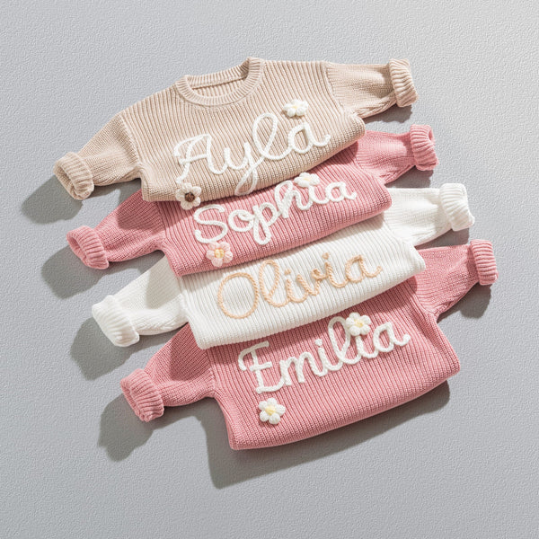 [Soifer] Handgestrickter personalisierter Strickpullover aus 100% Baumwolle