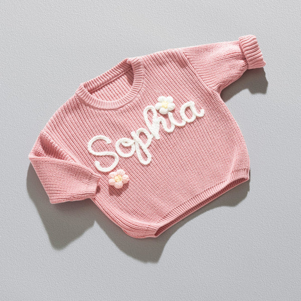 [Soifer] Handgestrickter personalisierter Strickpullover aus 100% Baumwolle
