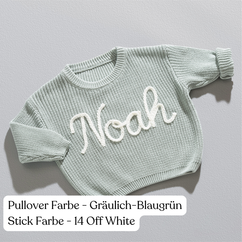 Handgestrickter personalisierter Strickpullover aus 100% Baumwolle