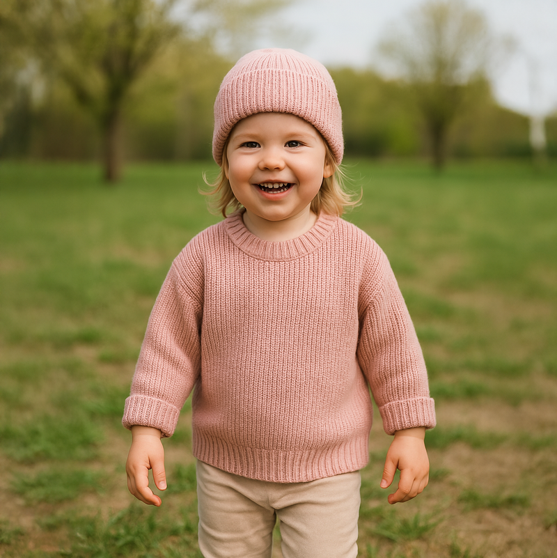 Strick-Set: Pullover und Beanie