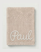 Personalisierte Strickdecke mit Namen - aus 100% Baumwolle
