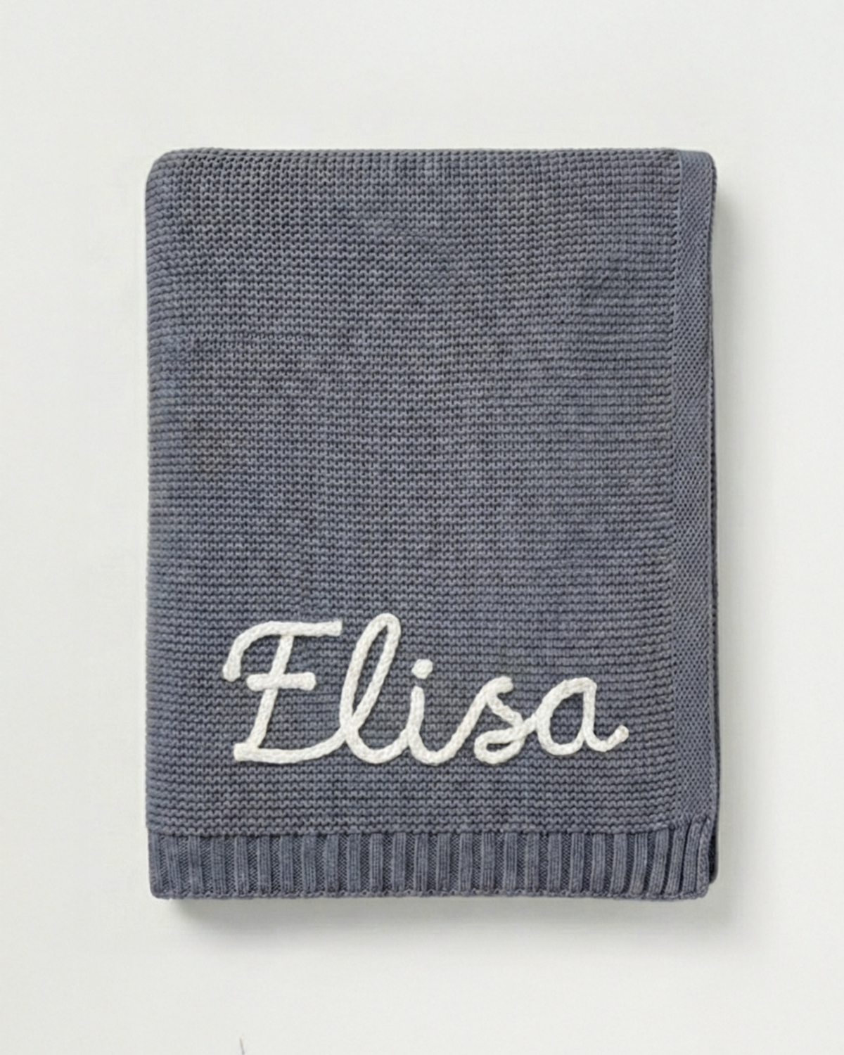 Manta de punto personalizada con nombre – 100 % algodón