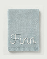 Personalisierte Strickdecke mit Namen - aus 100% Baumwolle