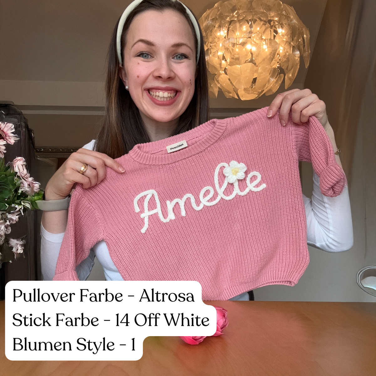 Maglioncino in maglia personalizzato, lavorato a mano in 100% cotone