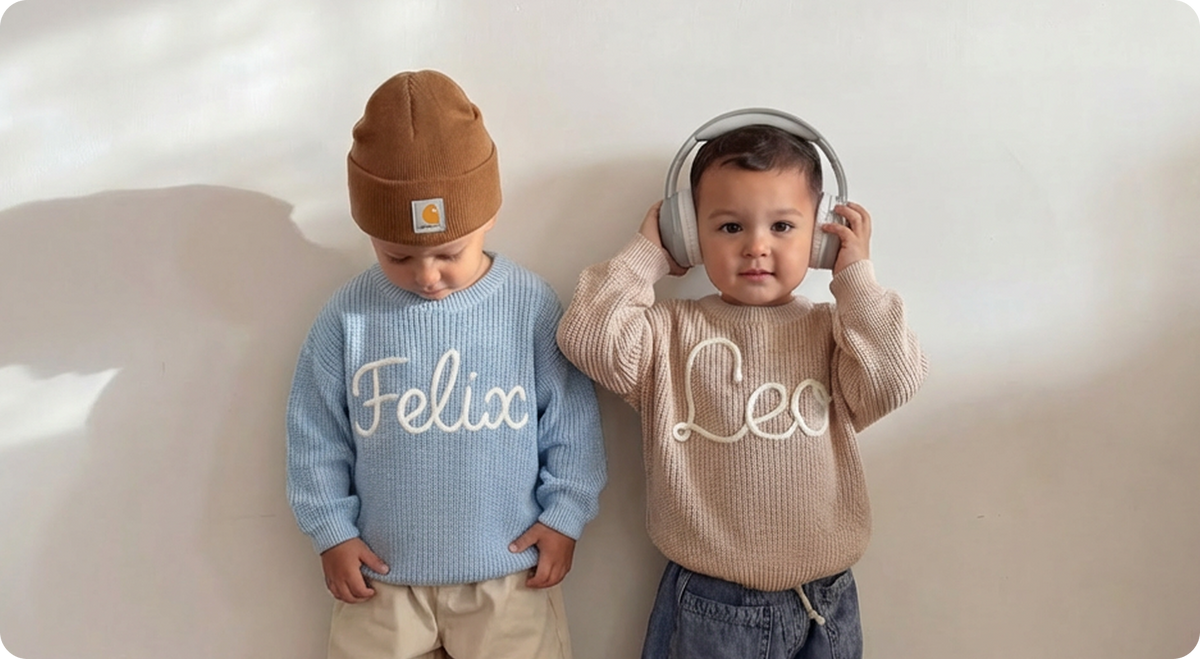 Maglioncini in maglia personalizzati per piccoli esploratori
